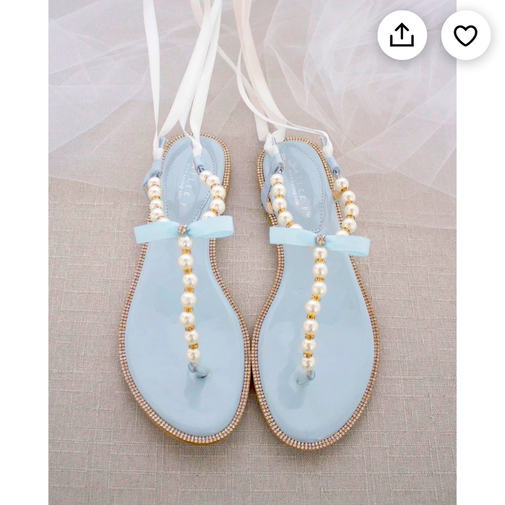 Beautiful blue & pearl wedding sandals